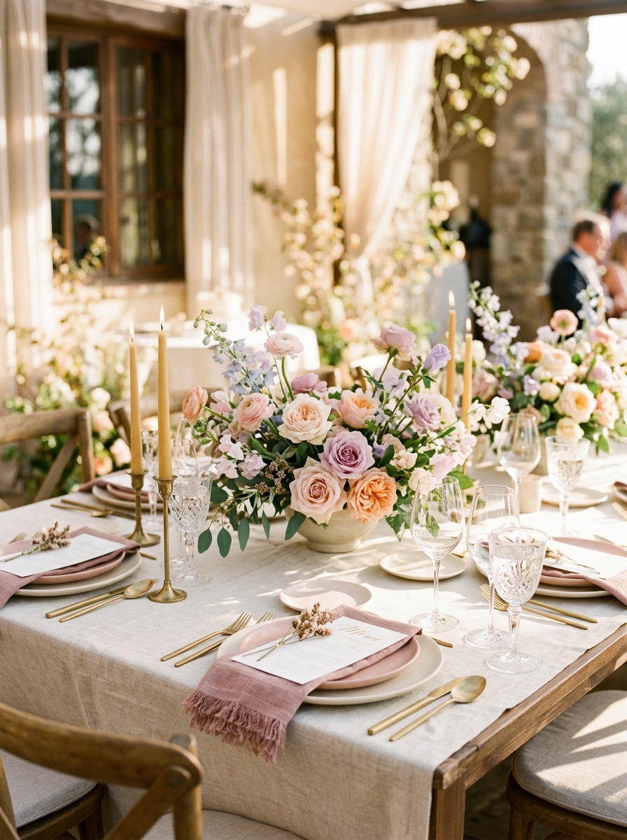 Luxury editorial wedding table floral setting